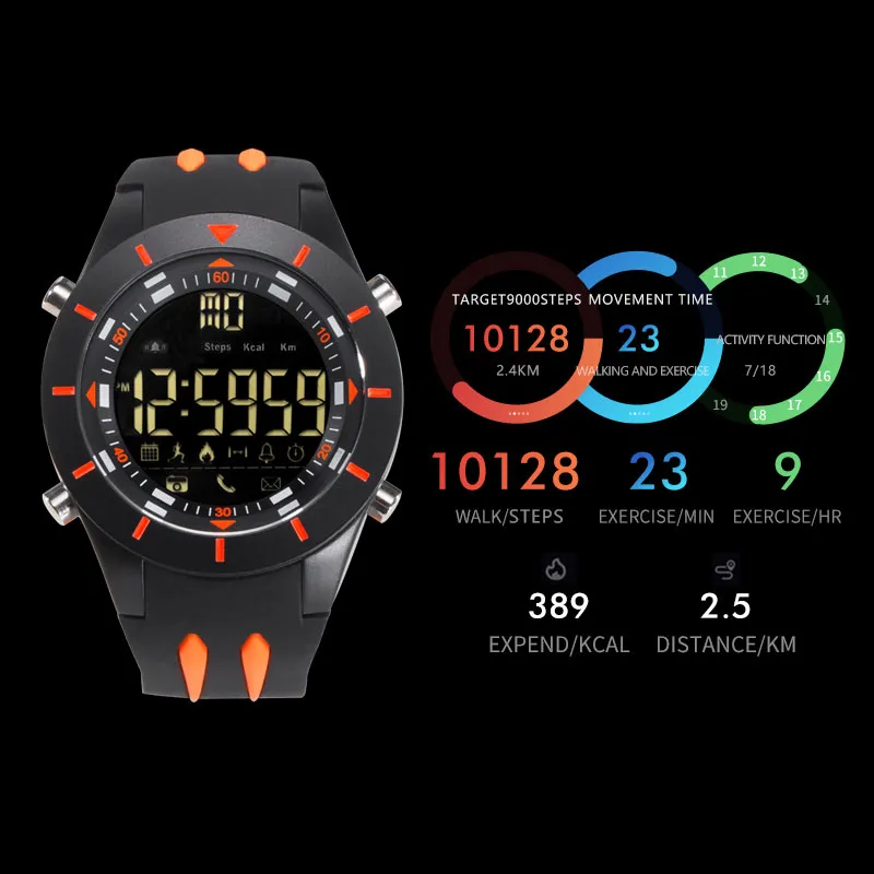 Smael Digital Wristwatches防水ビッグダイヤルLEDディスプレイSTOPWATCH SPORT OUTDOOR BLACK CLOCK SHOCK LED WATTH SILICONE MEN 8002204S