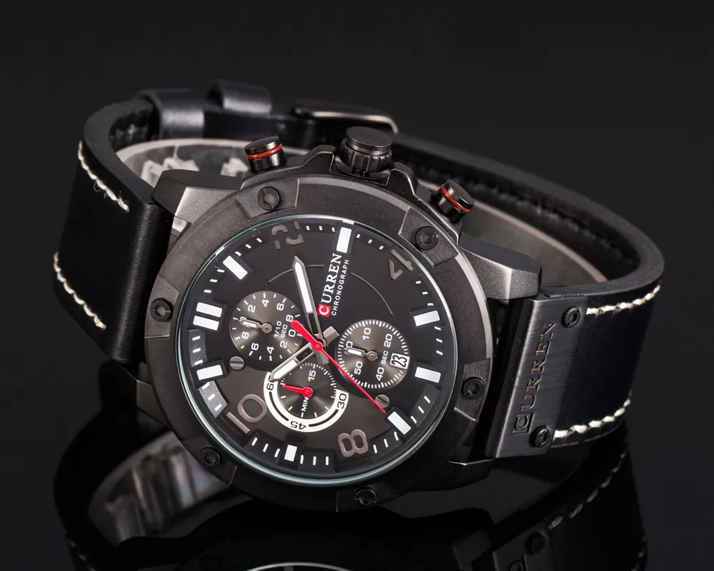 Nouvelles montres hommes marque de luxe CURREN mode sport montre-bracelet chronographe bracelet en cuir Quartz mâle horloge Relogio Masculino209k