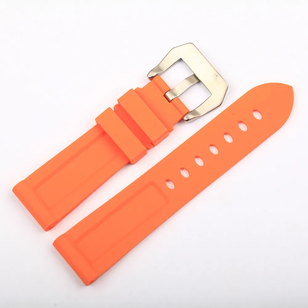 Helklocka silikonklocka rems svartblå grön orange vit klockband gummi 22mm 24mm fit pam2261