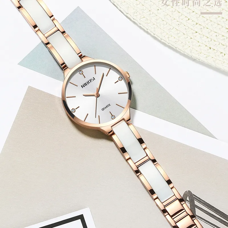 Reloj NIBOSI, relojes para mujer, relojes creativos de pulsera de cerámica para mujer, reloj femenino, reloj femenino Montre Femme224U