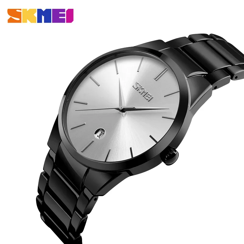 SKMEI Herrenuhren Top-marke Luxus 3Bar Wasserdicht Kalender Uhr Männer Alloy Straps Quarz Armbanduhren relogio masculino 9140238p