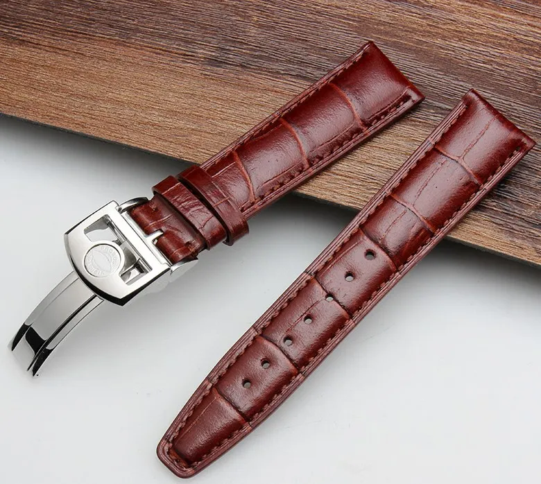 20mm 22mm Bracelet de montre en cuir véritable noir pour IWC Big Pilot Watch Man Bracelet de montre étanche Bracelet de montre Bracelet noir marron M294v