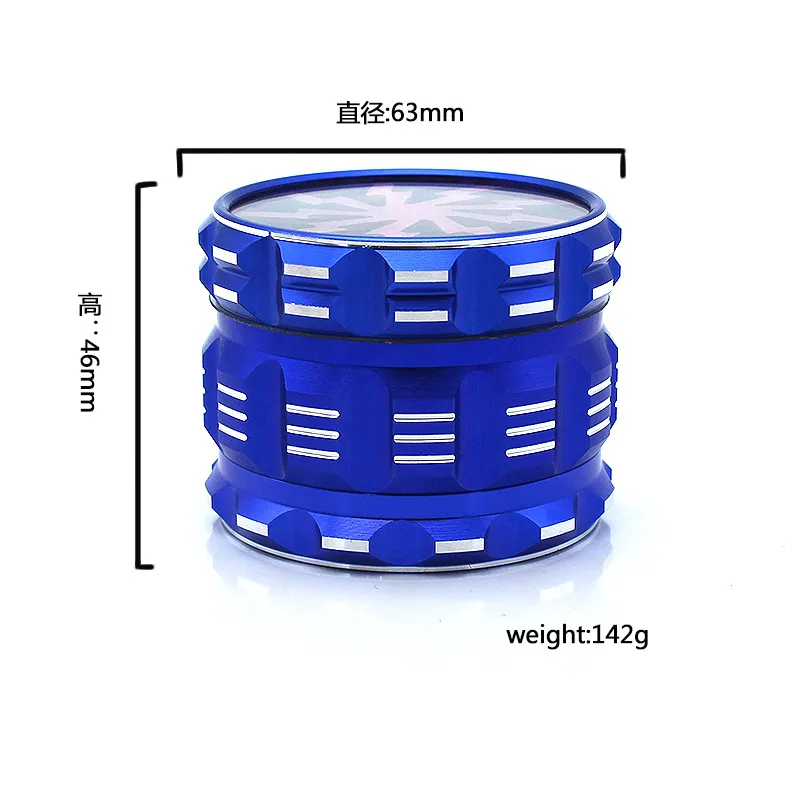 Rökningstillbehör 25 tum 6346mm stor torra örtkvarnar Hard Top Sharp Metal Grinder 4 Lager Aluminiumlegering Cigarett Crush5414961