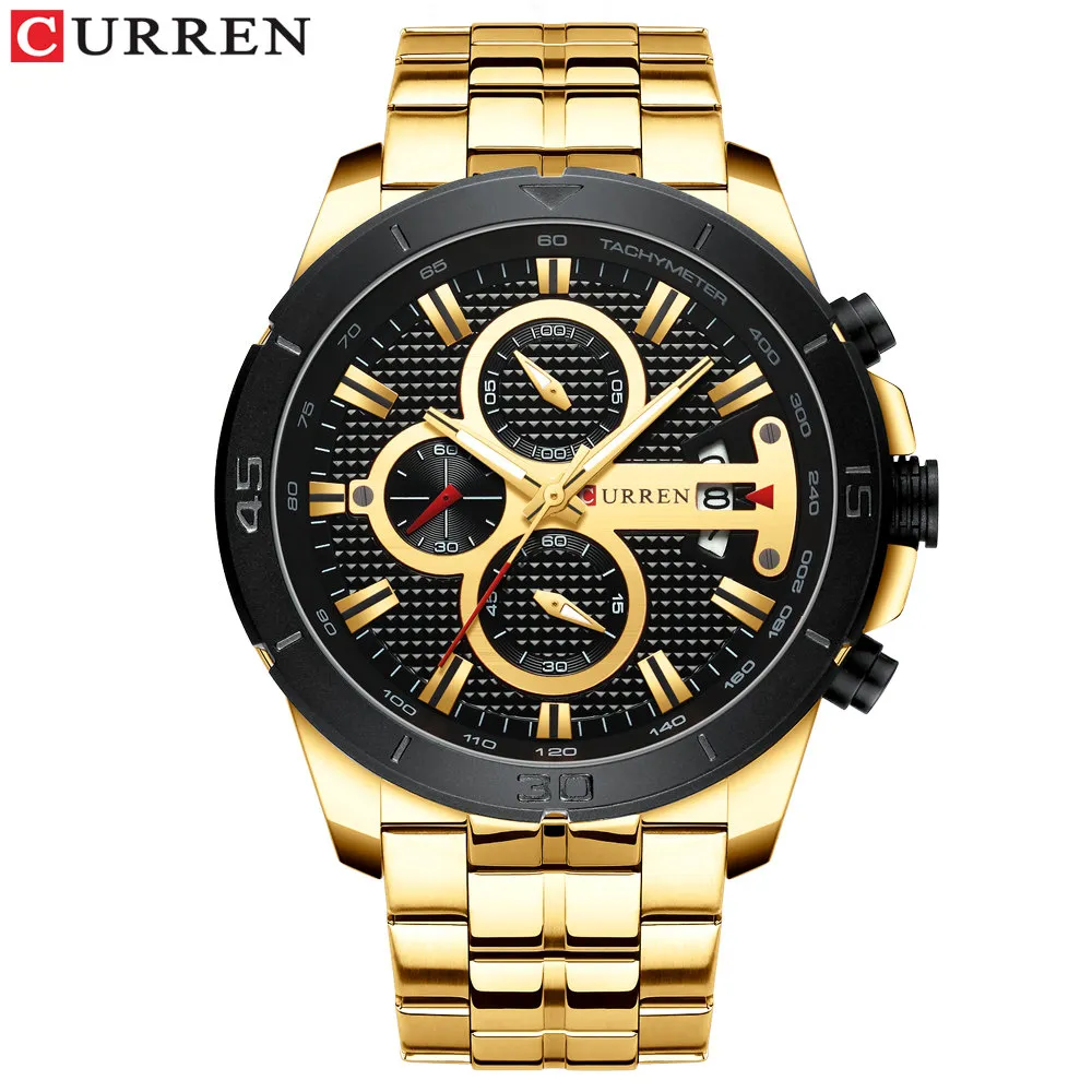 CURREN hommes montre haut de gamme de luxe chronographe montres à Quartz en acier inoxydable montres d'affaires hommes horloge Relogio Masculino212I