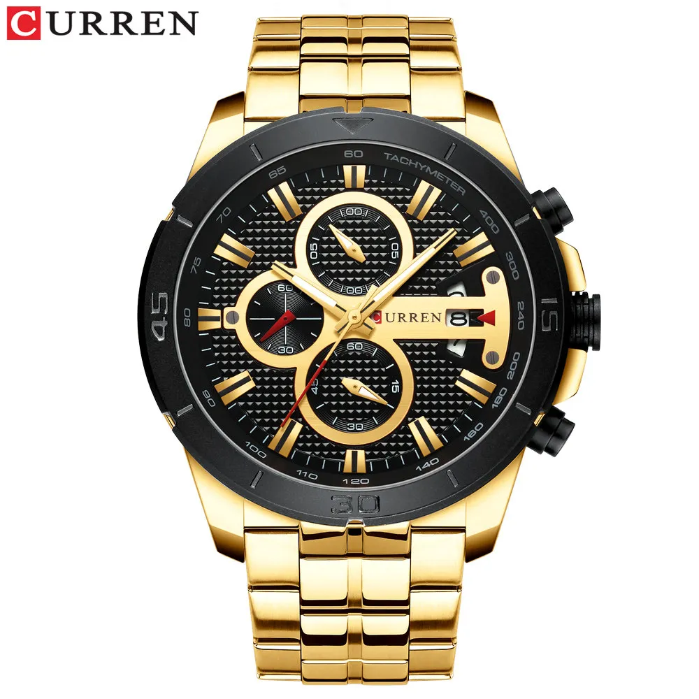 Curren Men ogląda najlepsze markę luksusowe chronograf kwarcowe zegarki ze stali nierdzewnej Business zegarki Mężczyźni Clock Relogio Masculino235p