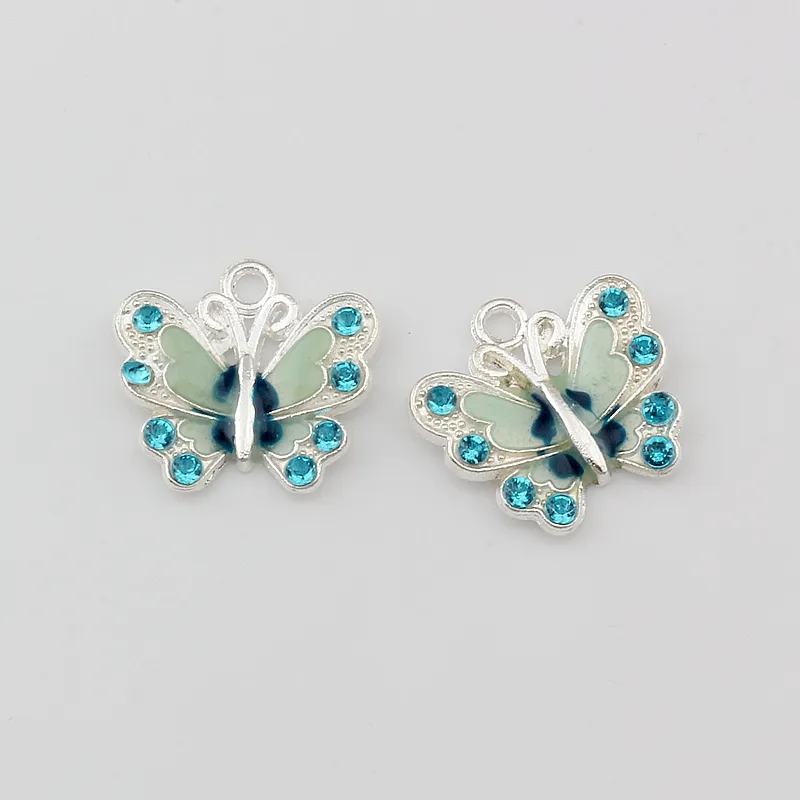 Blue Enamel Butterfly Charm Pendendants alliage de mode Bijoux de mode bricolage Bracelets Collier Boucles d'oreilles 22x20 5 mm A-505201P