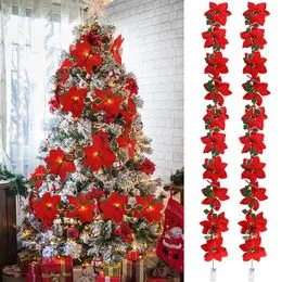 Lot De 5 Poinsettias Artificielles à Paillettes - Déco Noël Blanc 11cm Pour Sapin, Couronne, Guirlande