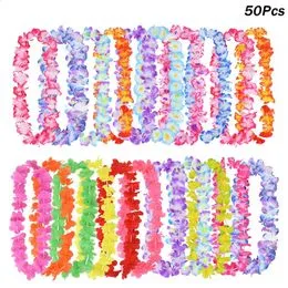 6 Collares Hawaianos De Flores Multicolor – Guirnaldas Tropicales Para Fiestas En La Playa, Disfraces Hula Y Decoración Aloha, Ideales Para Niños Y Adultos