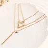 Pretty Choker Collier Boho Pearls Diamond Multilayer Necklaces for Women Men Bar Layered Tassel Metal Gold Chain Necklace