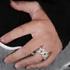 Mannen Trendy Diamanten Ringen Goud Zilver Kleur Top Kwaliteit Bling Ice Out CZ Hip Hop Punk Ring Cubaanse Link Chain