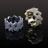 Mannen Trendy Diamanten Ringen Goud Zilver Kleur Top Kwaliteit Bling Ice Out CZ Hip Hop Punk Ring Cubaanse Link Chain