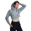 Gym Clothes Women Hoodie L-02 Jacket Cotton Short Navel-opening Yoga Clothing Outdoor Running Fiess Shirt Workout Sport Long-sleeved