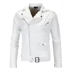 Тонкие мужские белые кожаные куртки с косой молнией, мотоциклетная мужская верхняя одежда, мотобайкерские пальто, размер 4Xlmens