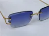 Fashion Design Sunglasses 0112 Retro Rimless Crystal Cut Surface Irregular Frame Pop Vintage Uv400 Lens Top Quality Protection Eye jj09
