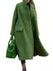 エレガントな秋のストリートレディカーディガンコートファッションフローラルプリントポケット長袖ジャケット2022冬の女性ブレンドウールコートのために