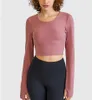 Sexy Thin Shoulder Belt Cross Yoga Outfits Top Gym Clothes Short Thumb Hole Open Back Half Length Fiess Long Sleeved Women Shirt