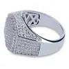 Hexagon Ring for Men Top Quality Trendy Hiphop Jewelry Gold Plated Bling Ice Out CZ Hip Hop Rings303e