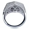 Hexagon Ring for Men Top Quality Trendy Hiphop Jewelry Gold Plated Bling Ice Out CZ Hip Hop Rings303e