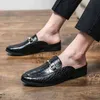 HBP Dres Schoen Leer Mannen Half Schoen Zwart Platte Handgemaakte Mule Krokodil Patroon Comfortabele Casual Loafer Big Oxford 220723