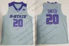 NCAA Kansas State Wildcats #20 Xavier Sneed 3 Kamau Stokes 2 Diarra 14 Makol Mawien Biała Purple Black College Basketball Jersey S-4xl