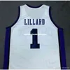 Barato personalizado Damian Lilrd Weber State Bck White College Basketball Jerseys bordado costurado personalizado qualquer nome e número colete camisa