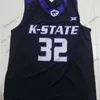NCAA Kansas State Wildcats #20 Xavier Sneed 3 Kamau Stokes 2 Diarra 14 Makol Mawien Biała Purple Black College Basketball Jersey S-4xl