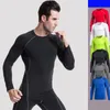 Fitness Herren Langarm Rashguard T-Shirt Männer Bodybuilding Hautenge Thermo-Kompressionsshirts MMA Crossfit Workout Top Gear ight hermal s op