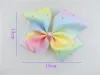 20pcs Jeweled Pastel flora ombre ribbon 18cm jojo big Signature hair bows Alligator clips crystal Rainbow Rhinestone Accessory BJ