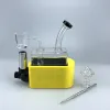 Hotsale Glass Bong Smoking Kit Hookahs quadrate Water Pipe Dab Rig Rig In Ine with Quartz Banger Carb Cap Accessories Set For Wax LL