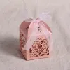 Boîtes à bonbons en forme de cœur d'amour découpées au Laser, chariot creux, cadeaux avec ruban, fournitures de réception-cadeau pour bébé, de mariage, BJ, vente en gros