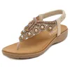 Sandales bohème femmes pantoufles cale gladiateur sandale femmes élastique chaussures de plage chaîne perle Color8 GAI a111