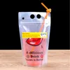 wholesale 500ml New Design Plastic Drink Packaging Bag Pouch for Beverage Juice Milk Coffee, with Handle and Holes for Straw LX0741 LL