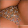 Belly Chains Drop Delivery 2021 Sexy Heart Shaped Rhinestone Thong Bling Crystal Underwear Body Jewelry for Women Midje Chain Charming LL