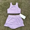 LL-2156 Summer Kids Top + Flowy Shorts Tenues Sportswear doublées Fiess Wear Pantals Short Girls Running Elastic Yoga Set