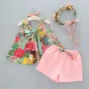 Baby clothes floral Bow top+shorts 2pcs/set girls outfits children suits kids summer floral clothes C2327 LL