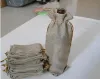 100pcs أكياس زجاجة النبيذ JUTE 15CMX37CM الزجاجة الشمبانيا يغطي أكياس هدية الكتان BRILAP Hessian Packaging Bag #exj67 ll