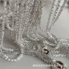 Färgglada italienska Vic Niche S925 Silver Wave Sparkling CLAVICLE CHAMIN PLAIN CHAIN ​​NECKLACE Bara kedja Kedja Kedja Kedja