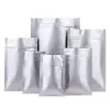 Partihandel matt vit återförslutningsbar aluminiumfolie Zip Lock Package Pouch Food Storage Bag Teacks Långtidsförpackning Mylar Foil Bag LL LL