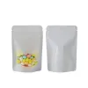5 sizes 8.5x13 cm Colorful Stand Up bags Aluminum Foil Zipper Lock Storage Bag with Round Window for Zip Resealable Mylar Lock Packaging LL