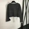 Womens Wool Blends Spring and Autumn Coat Round Neck Single Breasted Letter Print Color Stripes Celebrity Style Thin 230905