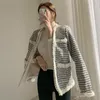 Mélanges de laine pour femmes Femmes pied-de-poule veste courte en laine d'agneau automne hiver gland patchwork vêtements d'extérieur vintage tout-match simple boutonnage