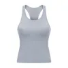 Canotta con retro scollato Lu-140 Camicia da yoga senza maniche vestibilità aderente Camicia sportiva da donna spazzolata per allenamento con reggiseno imbottito