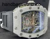 RicharMilles Relojes Reloj mecánico 18 quilates Vvs1 + Moisonita blanca Diamante Corte redondo Auto Reloj de lujo para hombre frj
