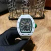 Richarmilles tittar lyxmekanisk mekanisk rörelse keramisk urtavla gummiband superclone rm030 multifunktion affär vit fodral band mode