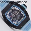 Richarmilles Watches Luxury Mechanical Mechanical Movement Ceramic Dial Rubber Strap Wristwatch New RM030 Argentina Blue Black Carbon Date Dynamic Storage Ma W