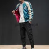 Men's Jackets Sukajan Satin Bomber Baseball Jacket Men Yokosuka Embroidery Double Sided Coat Varsity Male Brand Streetwear 2023 Spring J230914