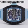 Richarmilles Watches Luxury Mechanical Mechanical Movement Ceramic Dial Rubber Strap Wristwatch New RM030 Argentina Blue Black Carbon Date Dynamic Storage Ma W