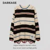 Chic-Chic Street Color Contrast Stripe Sweter Modna luźna para wszechstronne, swobodne złamane dzianiny