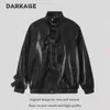 American Premium Design Pu Leather Coat Men's Spring and Autumn Fashion Loose Couple Motorcycle Style Stand Neck Jacket