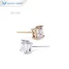 Tianyu Gems – boucle d'oreille en Moissanite taille princesse, matériau en or pur, diamants de forme carrée